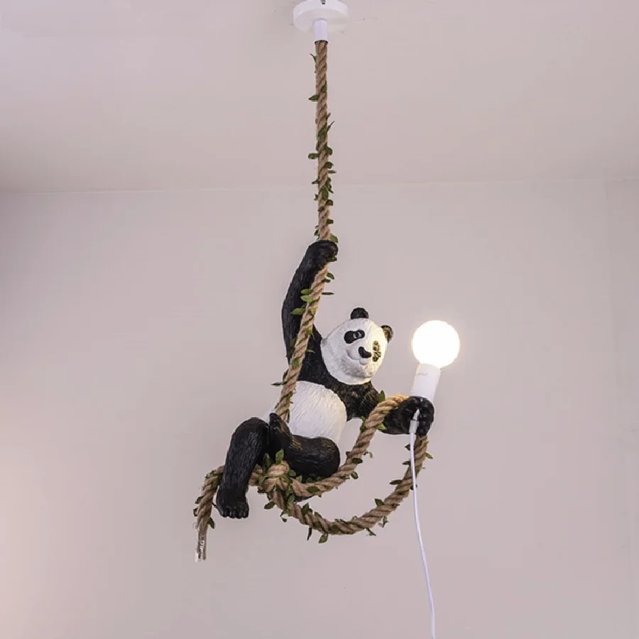 Indoor Lighting Vintage Resin Panda Pendant Light Loft Hemp Rope Hanging Lamp Fixture Home Decor Luminaire Suspension Chandelier
Indoor Lighting Vintage Resin Panda Pendant Light Loft Hemp Rope Hanging Lamp Fixture Home Decor Luminaire Suspension Chandelier