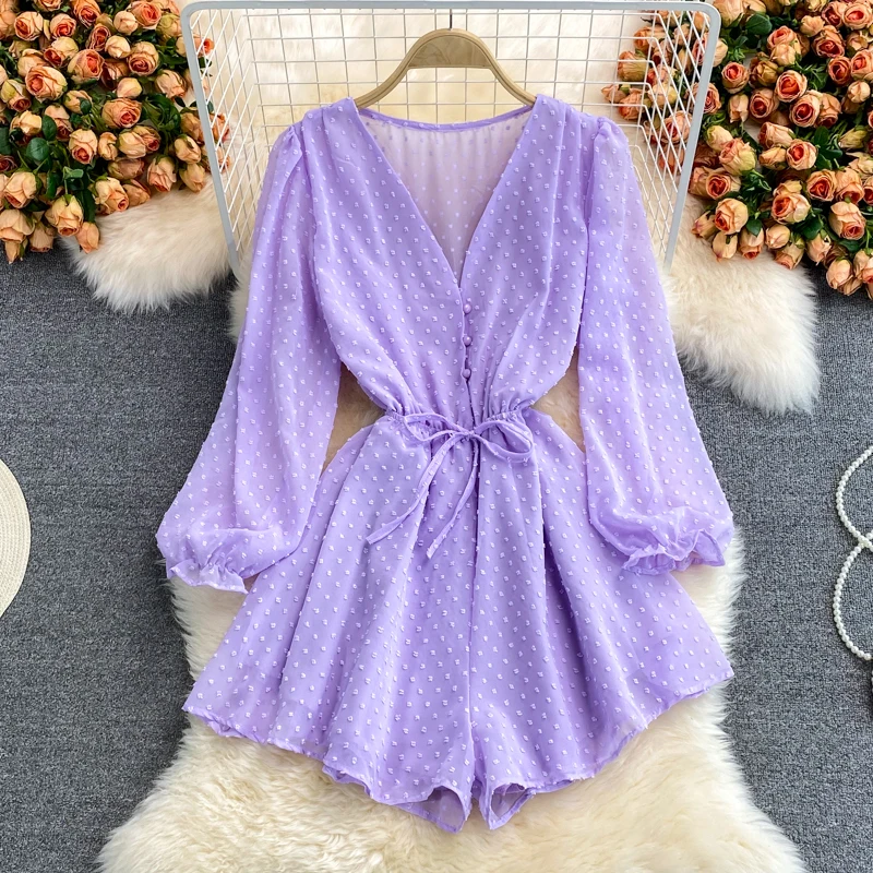 New Spring Autumn Women Sexy V-Neck Long Sleeve Drawstring Slim Playsuits Fashion Jacquard Wide Leg Chiffon Rompers
New Spring Autumn Women Sexy V-Neck Long Sleeve Drawstring Slim Playsuits Fashion Jacquard Wide Leg Chiffon Rompers