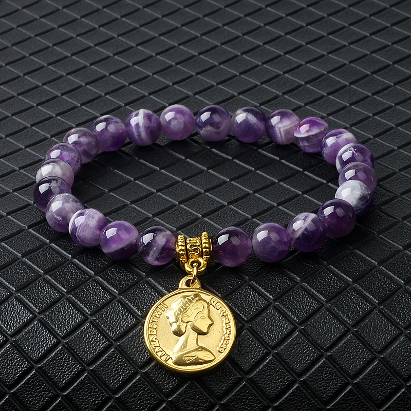 Elizabeth Queen Charm Bracelets for Women Stainless Steel Elizabeth II Coin Pendant Bracelet Nature Stone Couple Jewelry Pulsera
Elizabeth Queen Charm Bracelets for Women Stainless Steel Elizabeth II Coin Pendant Bracelet Nature Stone Couple Jewelry Pulsera