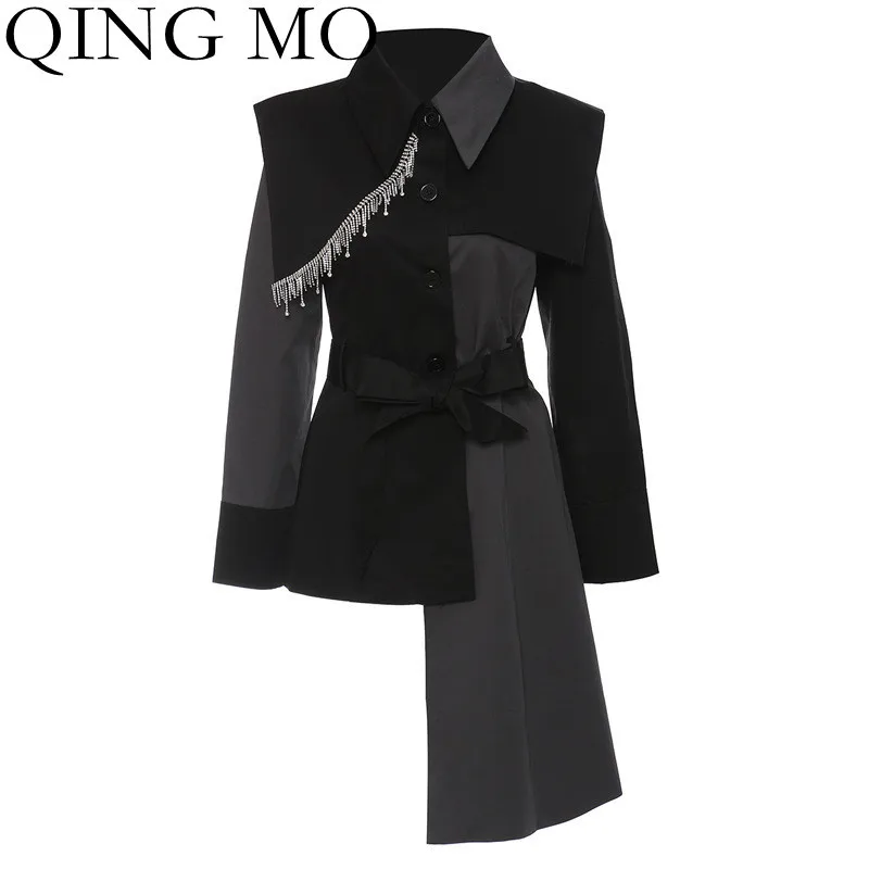 QING MO 2022 Spring New Personality Lapel Windbreaker Women Fashion Stitching Fringed Rhinestone Irregular Slim Jacket ZWL2197
QING MO 2022 Spring New Personality Lapel Windbreaker Women Fashion Stitching Fringed Rhinestone Irregular Slim Jacket ZWL2197