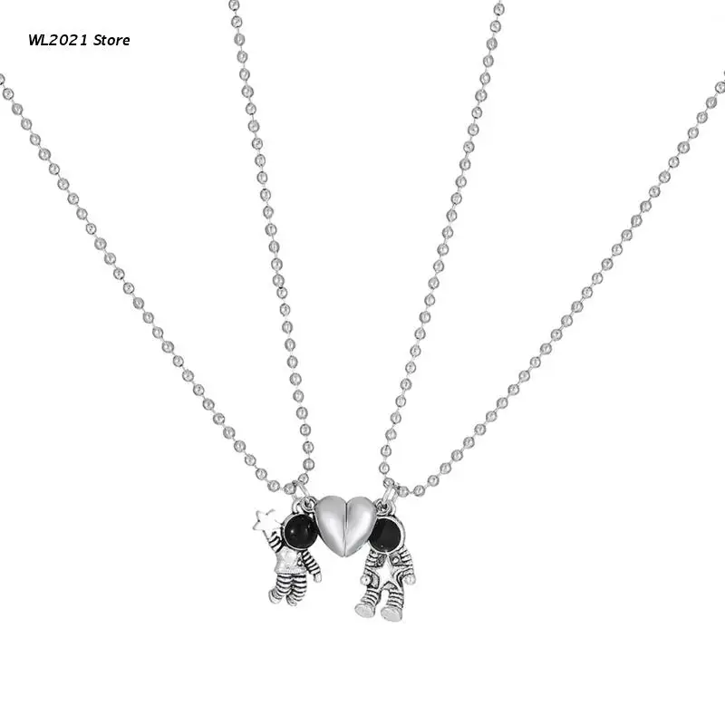 2Pcs Astronaut Spaceman Necklace Mutual Attraction Matching Necklaces Heart Magnet Charm Clavicle Chain Jewelry Decor
2Pcs Astronaut Spaceman Necklace Mutual Attraction Matching Necklaces Heart Magnet Charm Clavicle Chain Jewelry Decor