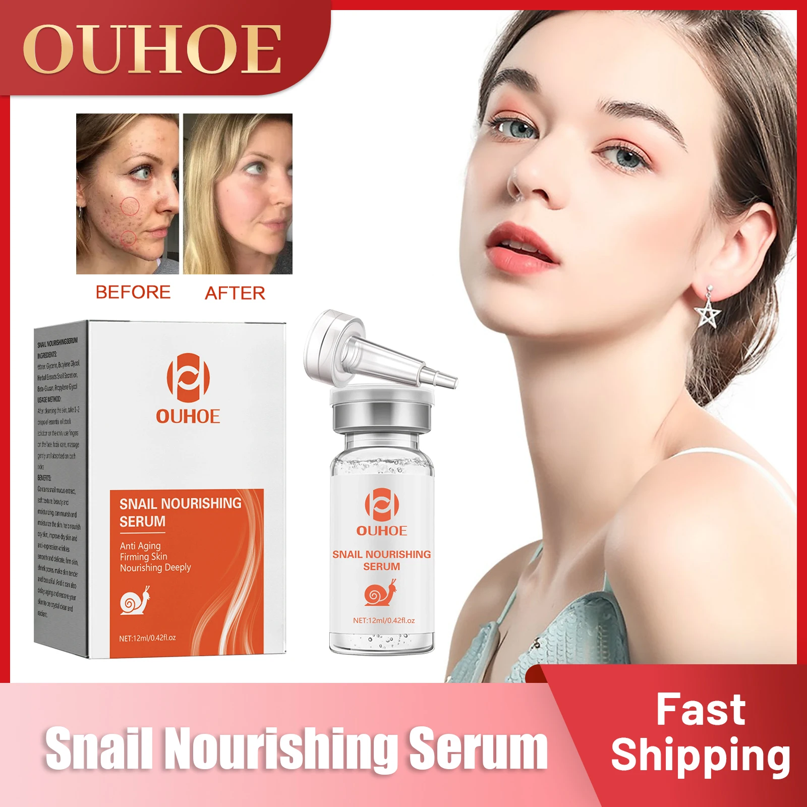 Snail Essence Hyaluronic Acid Liquid Face Whitening Fade Spot Serum Shrink Pores Ampoule Anti-acne Snail Serum Korean Original 
Snail Essence Hyaluronic Acid Liquid Face Whitening Fade Spot Serum Shrink Pores Ampoule Anti-acne Snail Serum Korean Original