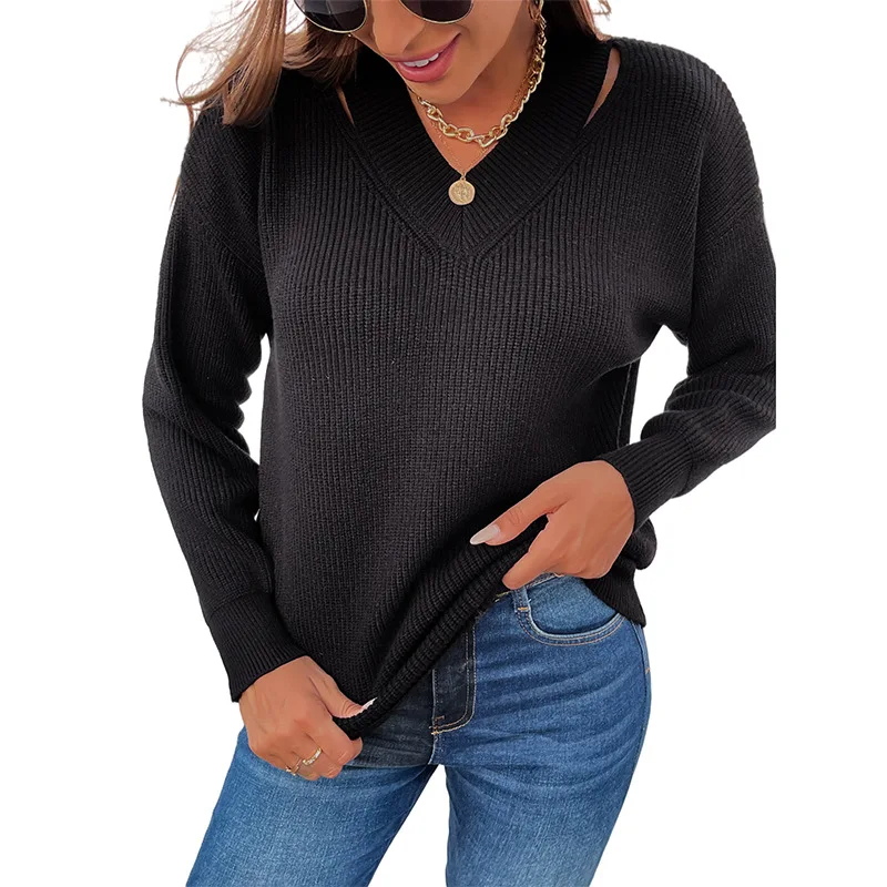 Autumn and Winter 2021 Street Style Women's Sweater Casual Long-sleeved Pullover Sweater Women's V-neck Solid Color Sweater
Autumn and Winter 2021 Street Style Women's Sweater Casual Long-sleeved Pullover Sweater Women's V-neck Solid Color Sweater