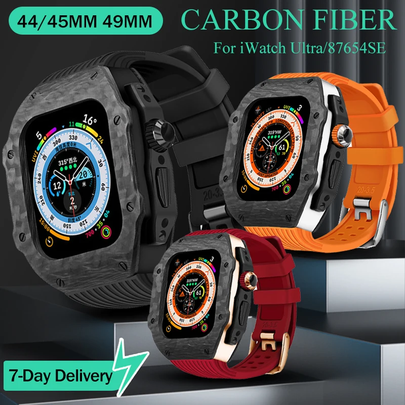 Luxury Lightweight Carbon Fiber Case Band for Apple Watch Ultra 49mm 45MM 44MM Rugged Protective Cover for Men iWatch 8 7654 SE
Luxury Lightweight Carbon Fiber Case Band for Apple Watch Ultra 49mm 45MM 44MM Rugged Protective Cover for Men iWatch 8 7654 SE