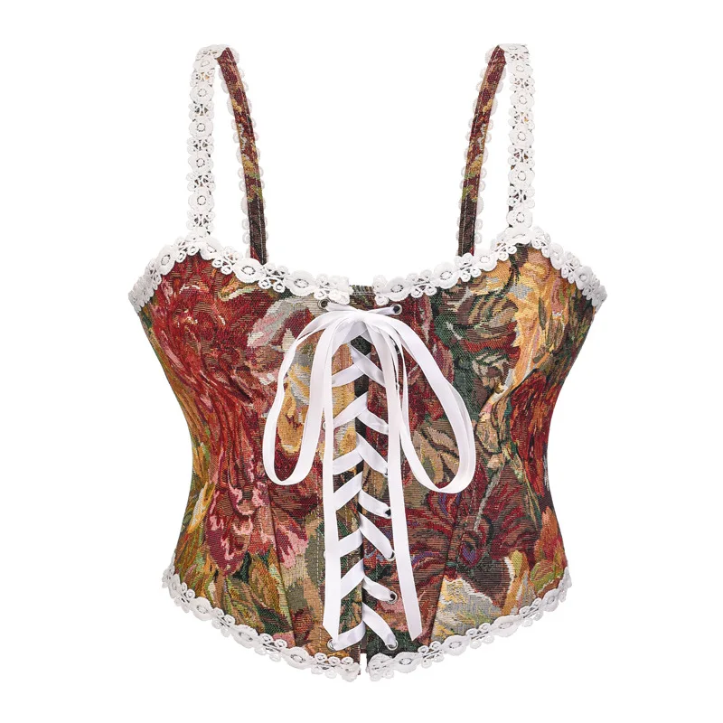 2023 New Retro Floral Zipper Tube Top Lace Strap Top Printing External Corset Bustiers Corsets Corset for Women Underbust Corset
2023 New Retro Floral Zipper Tube Top Lace Strap Top Printing External Corset Bustiers Corsets Corset for Women Underbust Corset