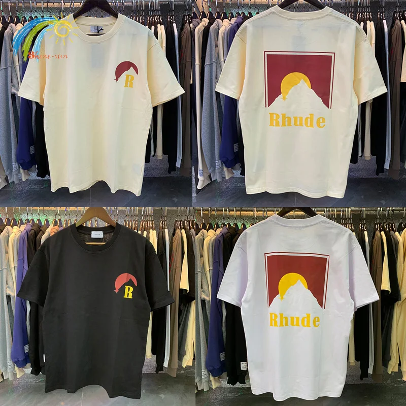Loose Casual Moonlight Rhude T-Shirts Men Women 1:1 Tags 100% Cotton Sunset Printing RHUDE Top Tee Black White Apricot Summer
Loose Casual Moonlight Rhude T-Shirts Men Women 1:1 Tags 100% Cotton Sunset Printing RHUDE Top Tee Black White Apricot Summer