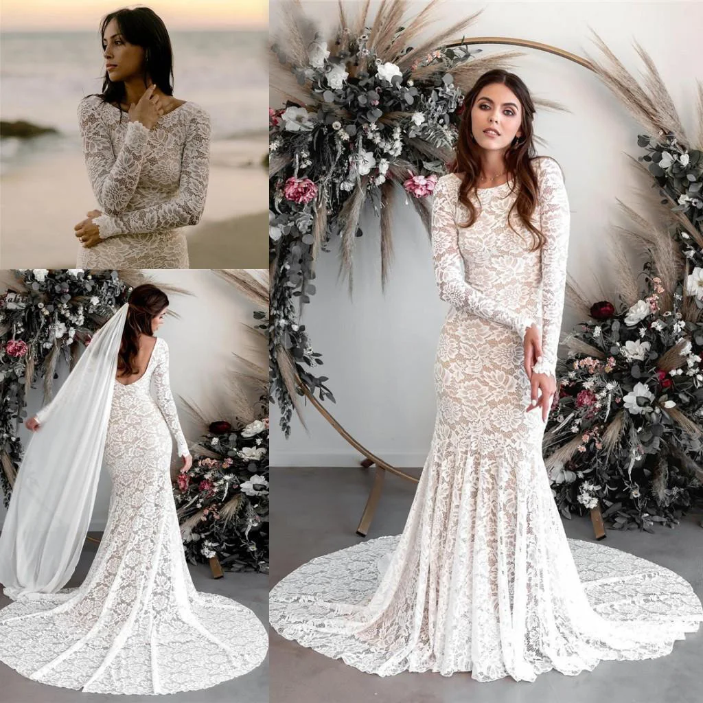 Vintage Mermaid Wedding Dresses Sexy Full Lace Backless Long Sleeve Bridal Dress Vestidos De Novia
Vintage Mermaid Wedding Dresses Sexy Full Lace Backless Long Sleeve Bridal Dress Vestidos De Novia