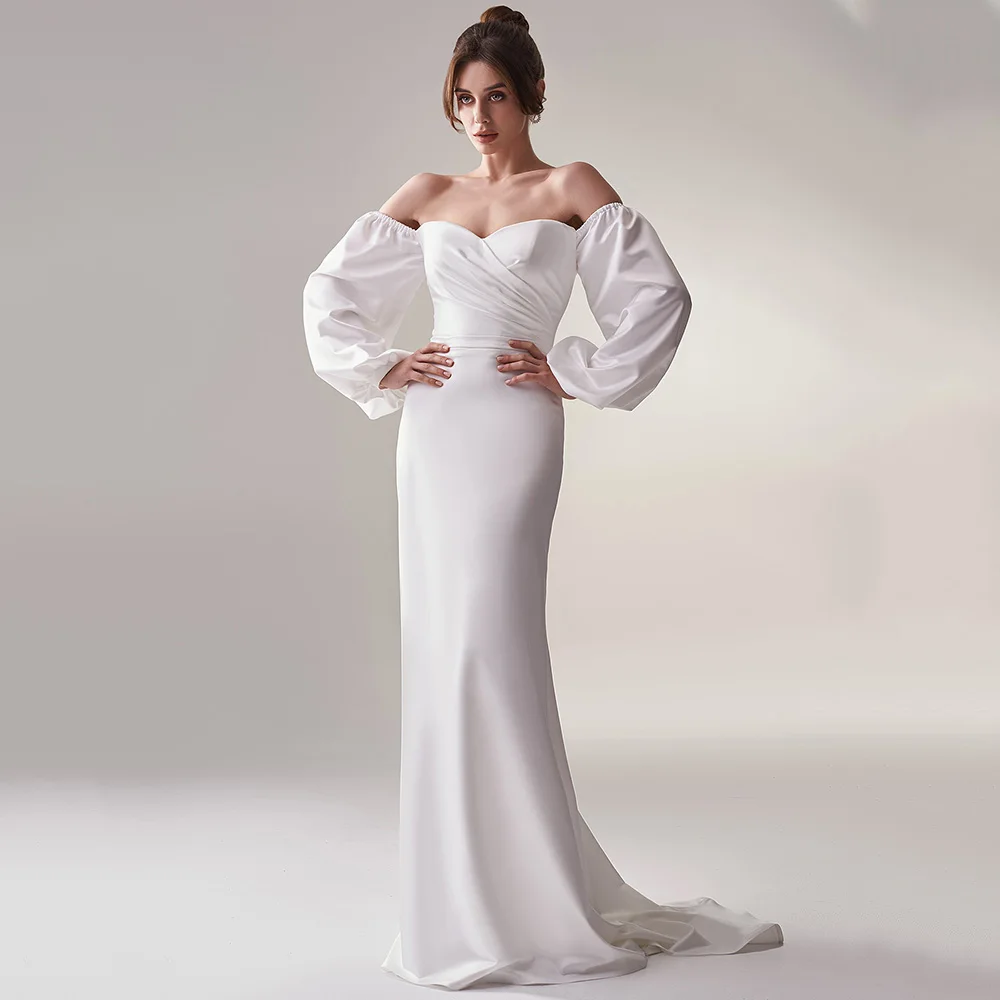 Off The Shoulder Mermaid Wedding Dresses 2022 Elegant Sweetheart With Pleats Backless Long Sleeves Sweep Train Bridal Gowns
Off The Shoulder Mermaid Wedding Dresses 2022 Elegant Sweetheart With Pleats Backless Long Sleeves Sweep Train Bridal Gowns