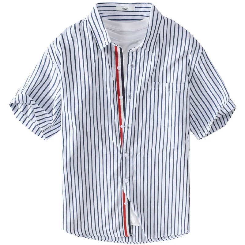 Summer Striped Men's Short-sleeved Shirts Men Casual Loose Youthful Handsome Literary Shirts Fashion Men Shirt Comfortable Tops
Summer Striped Men's Short-sleeved Shirts Men Casual Loose Youthful Handsome Literary Shirts Fashion Men Shirt Comfortable Tops