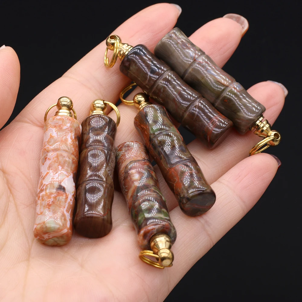 Natural Picasso Stone Perfume Bottle Pendant Bamboo Jointed Shape Essential Oil Vial Charms For Jewelry Making DIY Necklaces
Natural Picasso Stone Perfume Bottle Pendant Bamboo Jointed Shape Essential Oil Vial Charms For Jewelry Making DIY Necklaces
