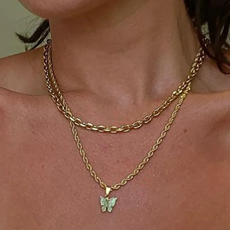 Vintage Jewelry Simple Acrylic Butterfly Pendant Necklace for Women Clavicle Chain
Vintage Jewelry Simple Acrylic Butterfly Pendant Necklace for Women Clavicle Chain