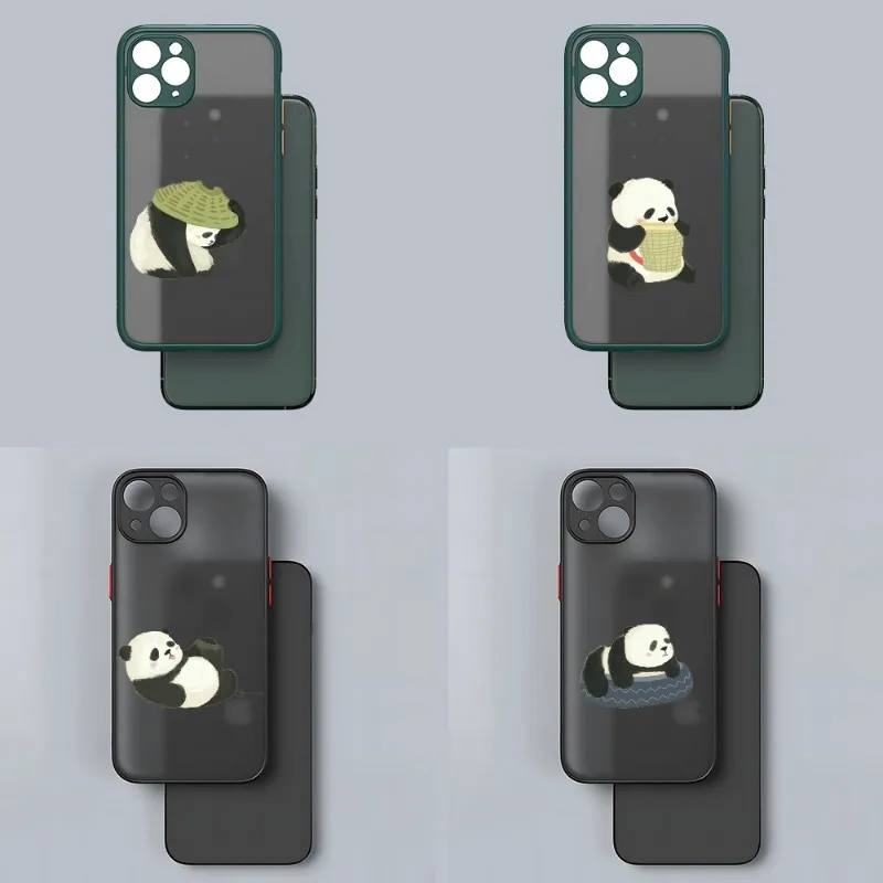 

Cute Panda Phone Case For IPhone Apple 12Pro 13 11 Pro Max Mini Xs X Xr 7 8 6 6s Plus Se 2020 Matte Translucent Shell