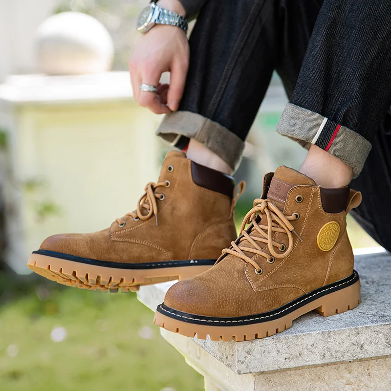 Мужские кожаные ботинки на толстой подошве, красные рабочие ботинки в британском стиле, с высоким берцем, из натуральной сетчатой коллекции... 
Мужские кожаные ботинки на толстой подошве, красные рабочие ботинки в британском стиле, с высоким берцем, из натуральной сетчатой коллекции...