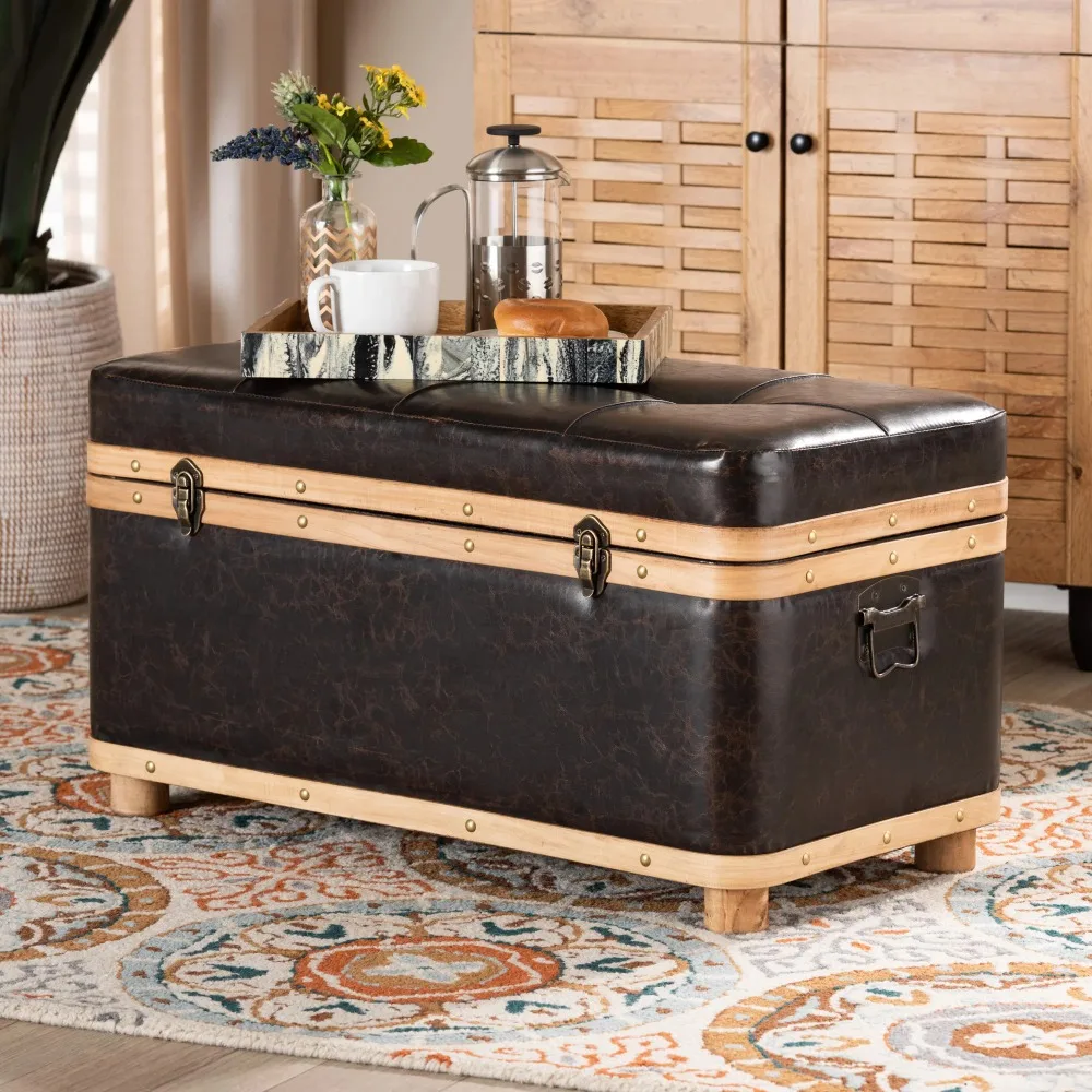 Baxton Studio Gendry Modern Rustic Transitional Dark Brown Faux Leather Upholstered and Oak Brown Finished Wood Large
Baxton Studio Gendry Modern Rustic Transitional Dark Brown Faux Leather Upholstered and Oak Brown Finished Wood Large