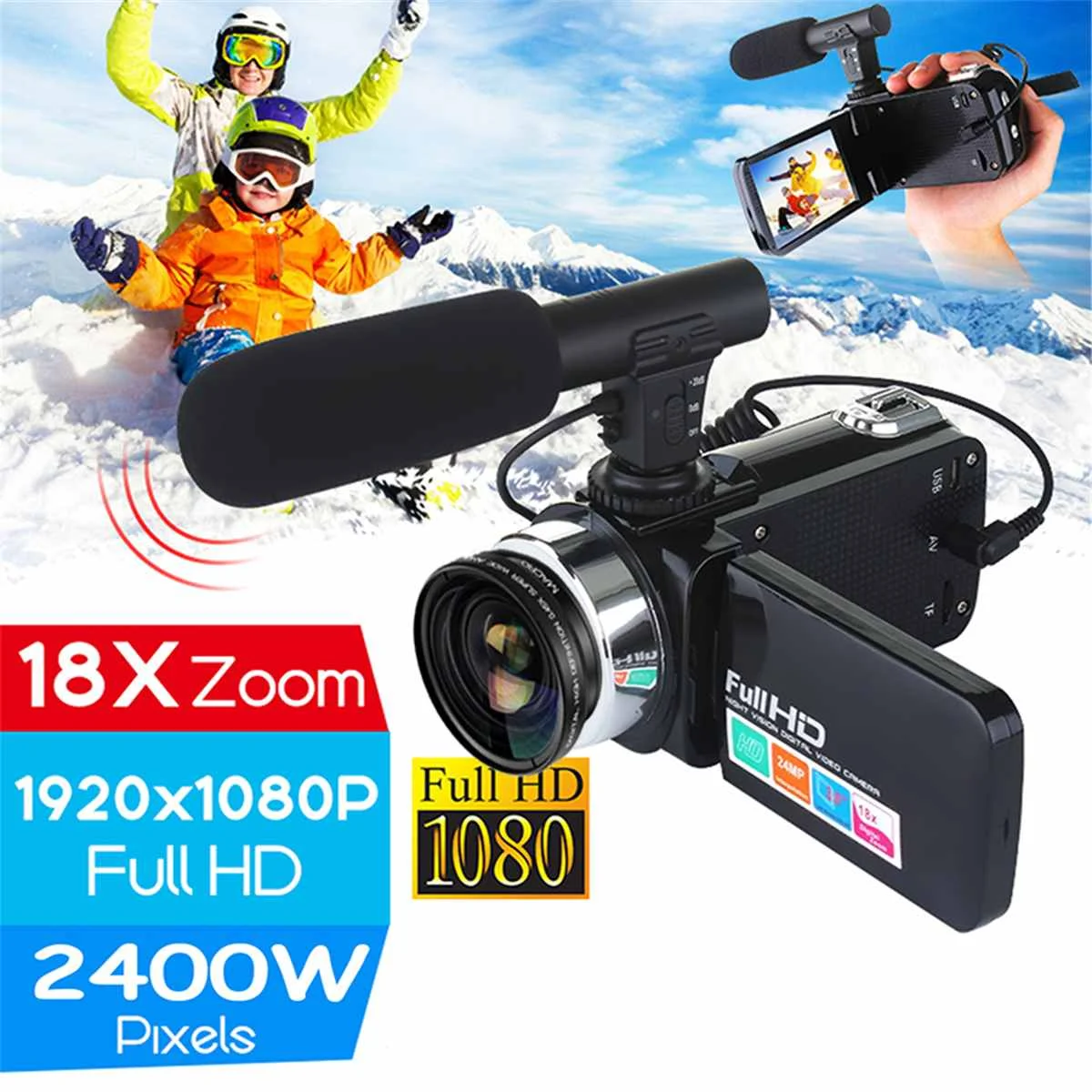 Professional Vlog Camera HD 16 Million Pixel DV Camcorder Digital Video Camera Screen 16X Night Shoot Zoom Digital Zoom with Mic
Professional Vlog Camera HD 16 Million Pixel DV Camcorder Digital Video Camera Screen 16X Night Shoot Zoom Digital Zoom with Mic
