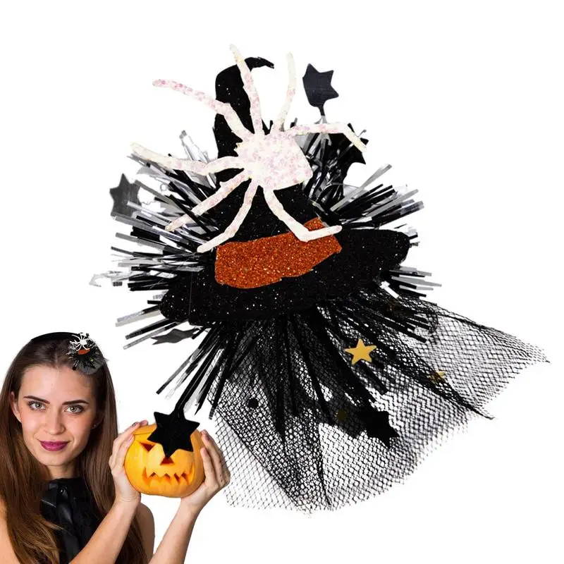 

Glitter Witch Hat Ghost Pumpkin Spider Hair Pins Cute Masquerade Stage Performance Hair Barrette For Girls And Women