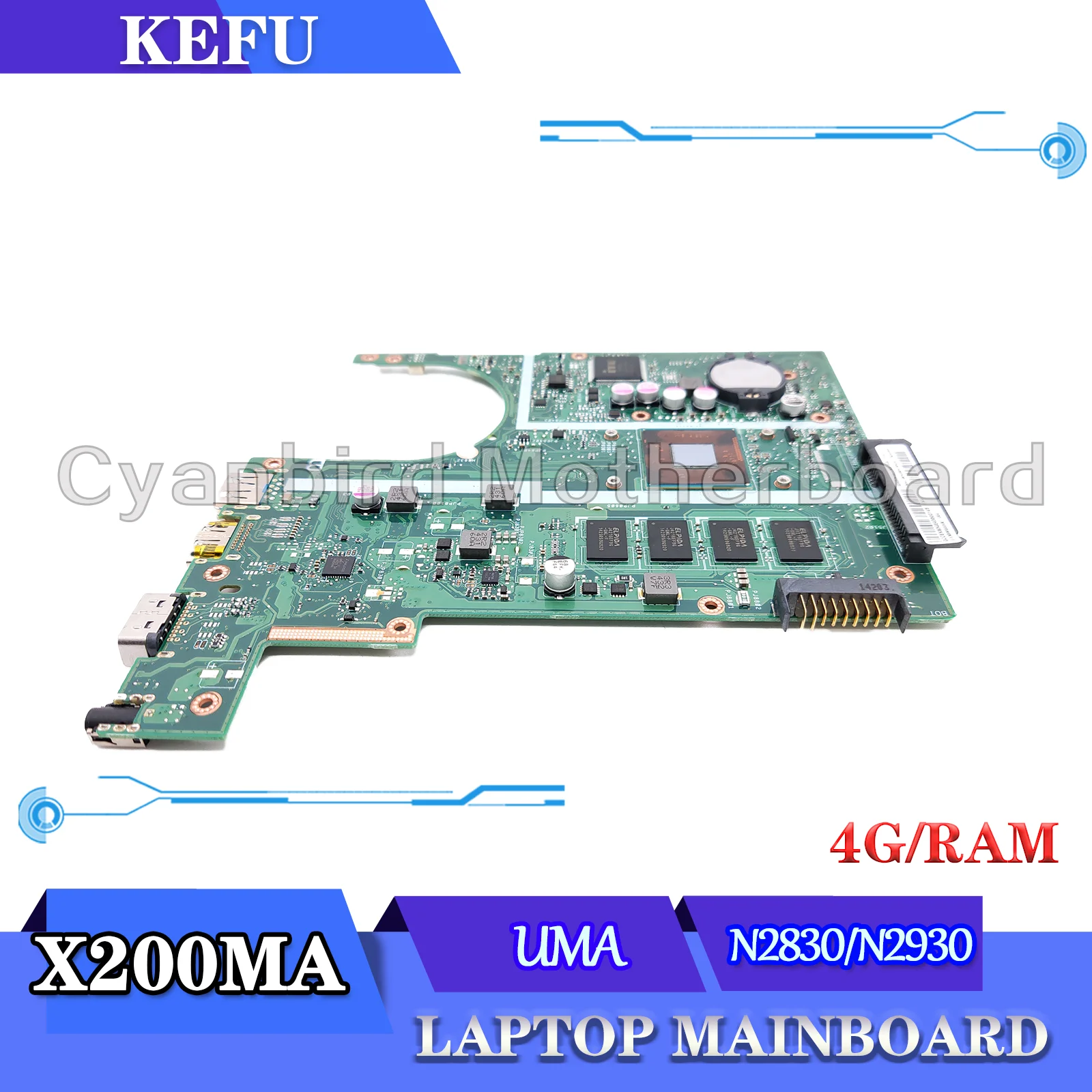 Материнская плата Dinzi для ноутбука Процессор: N2815/N2930/N2830 4GB-RAM ASUS X200MA X200M
