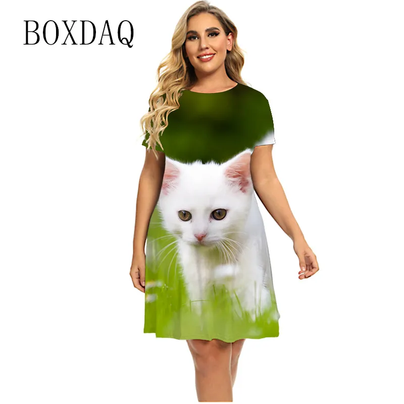 Dresses Women For Elegant Mini Dress Summer 2022 Fashion Cute White Cat Print Dress Short Sleeve Loose Casual Plus Size Clothing
Dresses Women For Elegant Mini Dress Summer 2022 Fashion Cute White Cat Print Dress Short Sleeve Loose Casual Plus Size Clothing