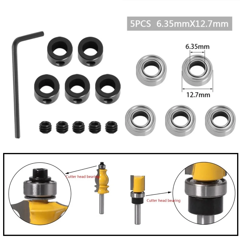 Router Bit Bearing Steel Bearings Accessories Kit For Flush Trim Inner 6.35mm Outer12.7mm Bearing Repair Replacement Accessories
Router Bit Bearing Steel Bearings Accessories Kit For Flush Trim Inner 6.35mm Outer12.7mm Bearing Repair Replacement Accessories