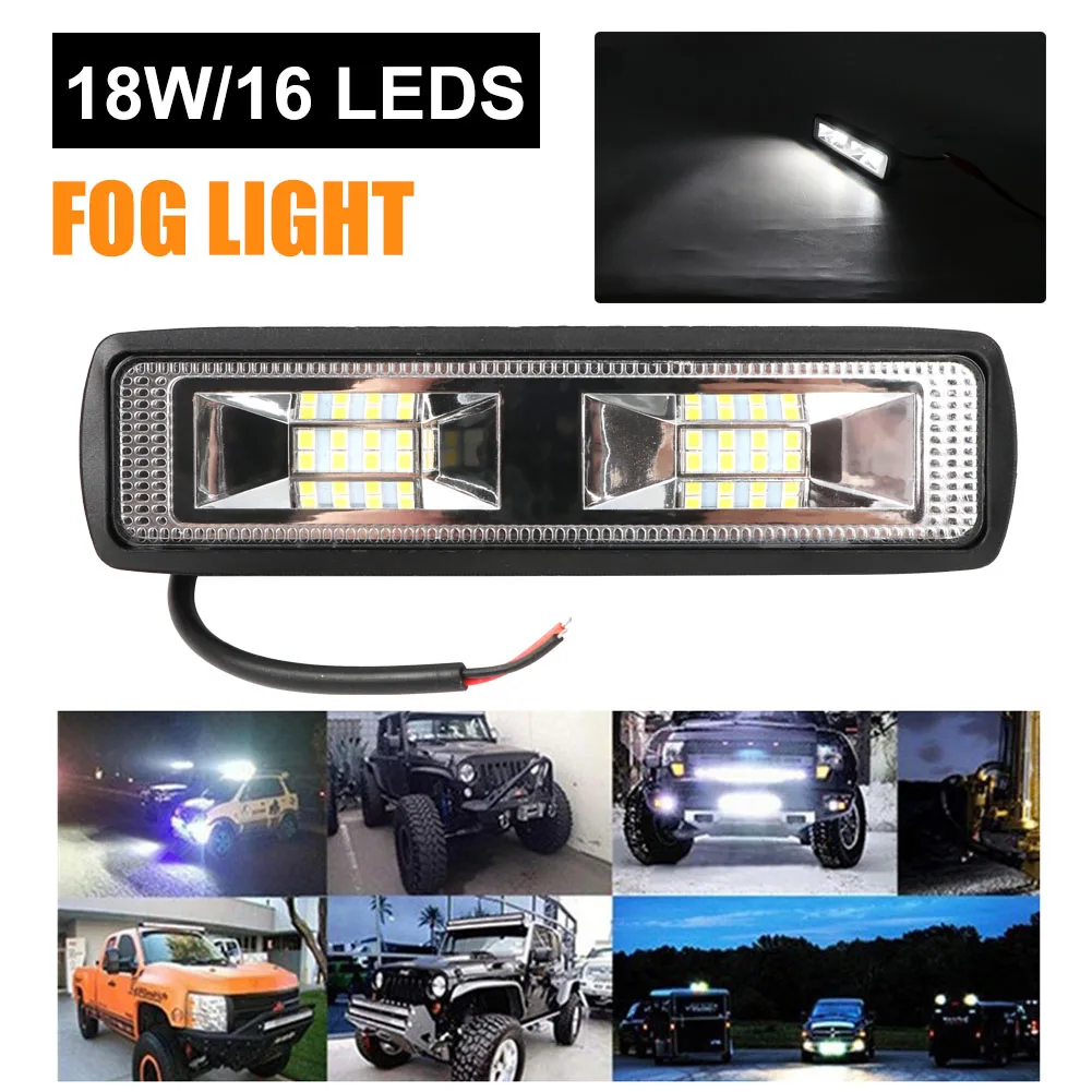 

2x Fog Light 18W 12V 16LED Work Light Automobile SUV off-road Driving Fog Light Bulb Spot Beam Bar Car Driving Fog Lamp