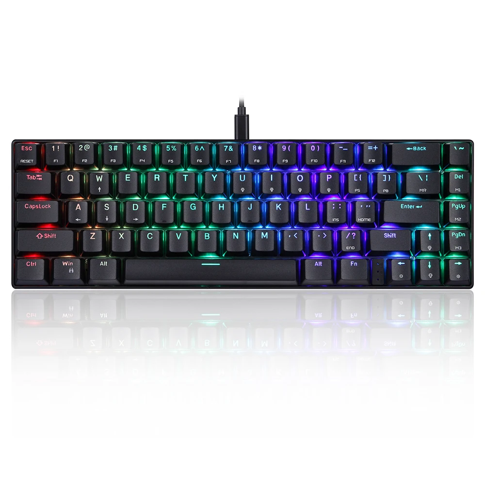 

Motospeed CK67 67 Keys Wired Mechanical Keyboard RGB Light Effect ABS Keycap Kailh Red Switches Detachable Data Cable White