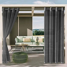 Waterproof Outdoor Patio Panel Curtains Screening Voile Sheer Curtain Drapes Windproof Garden Gazebo Porch Exterior Decor Rideau