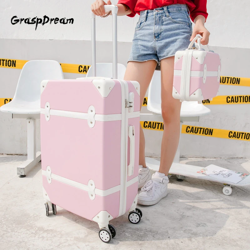 

New Retro Rolling Luggage Set spinner women travel suitcase bag on wheels ABS password box trolley carry on trunk fashion valise