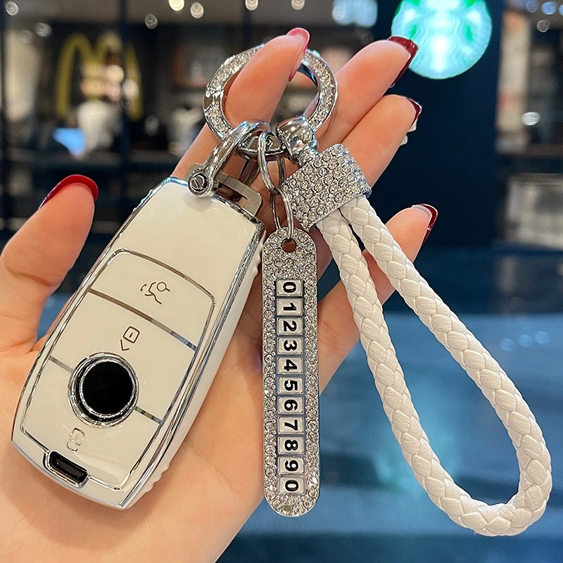 Leather Rope No. Plate Car Key Case Cover for Mercedes Benz A-B-C-M-CLA-CLS-E-G-GLB-GLC-GLE-R-SL Class AMG EQS EQC GLA W204 W211
Leather Rope No. Plate Car Key Case Cover for Mercedes Benz A-B-C-M-CLA-CLS-E-G-GLB-GLC-GLE-R-SL Class AMG EQS EQC GLA W204 W211