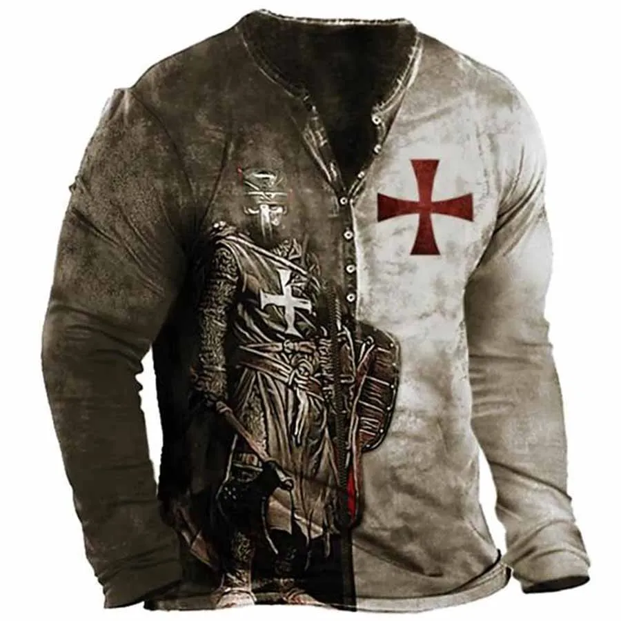 Vintage T-shirt Long Sleeve Men's 3D Gothic Print V-neck Button Tees Tops Street Hip Hop Oversized T Shirt For Mens Clothing Str
Vintage T-shirt Long Sleeve Men's 3D Gothic Print V-neck Button Tees Tops Street Hip Hop Oversized T Shirt For Mens Clothing Str