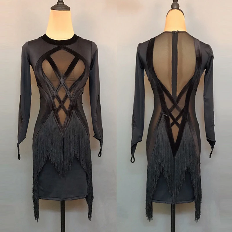 Женское платье для латиноамериканских танцев, танцевальное платье с черной бахромой, модель DL10535
Женское платье для латиноамериканских танцев, танцевальное платье с черной бахромой, модель DL10535