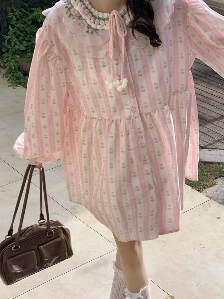 KIMOKOKM Autumn Korea Retro Fashion Preppy Dress Sweety Bandage Bow Three-dimensional Crochet Flower Kawaii Lively Pink Dresses
KIMOKOKM Autumn Korea Retro Fashion Preppy Dress Sweety Bandage Bow Three-dimensional Crochet Flower Kawaii Lively Pink Dresses