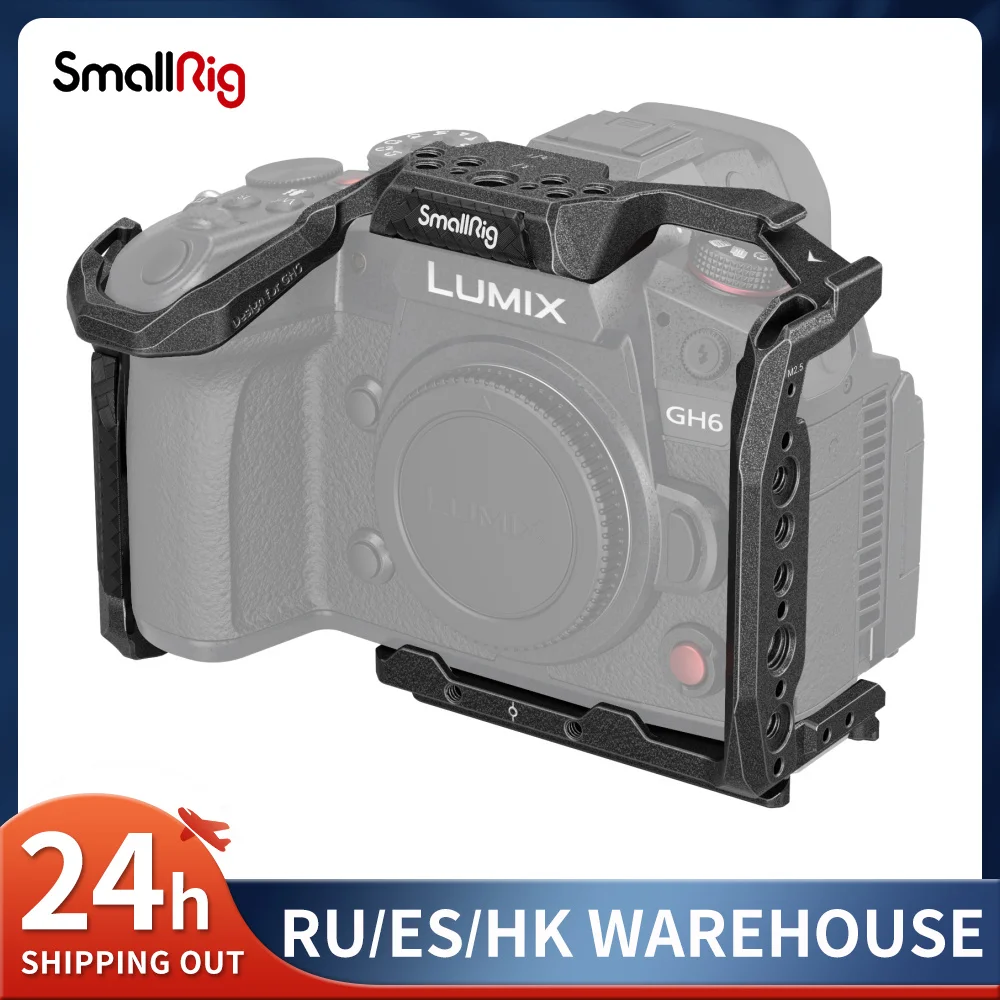 

SmallRig Black Mamba Series Camera Cage for Panasonic LUMIX GH6 with 1/4"-20, ARRI 3/8"-16 Locating Hole Cold Shoe NATO Rail