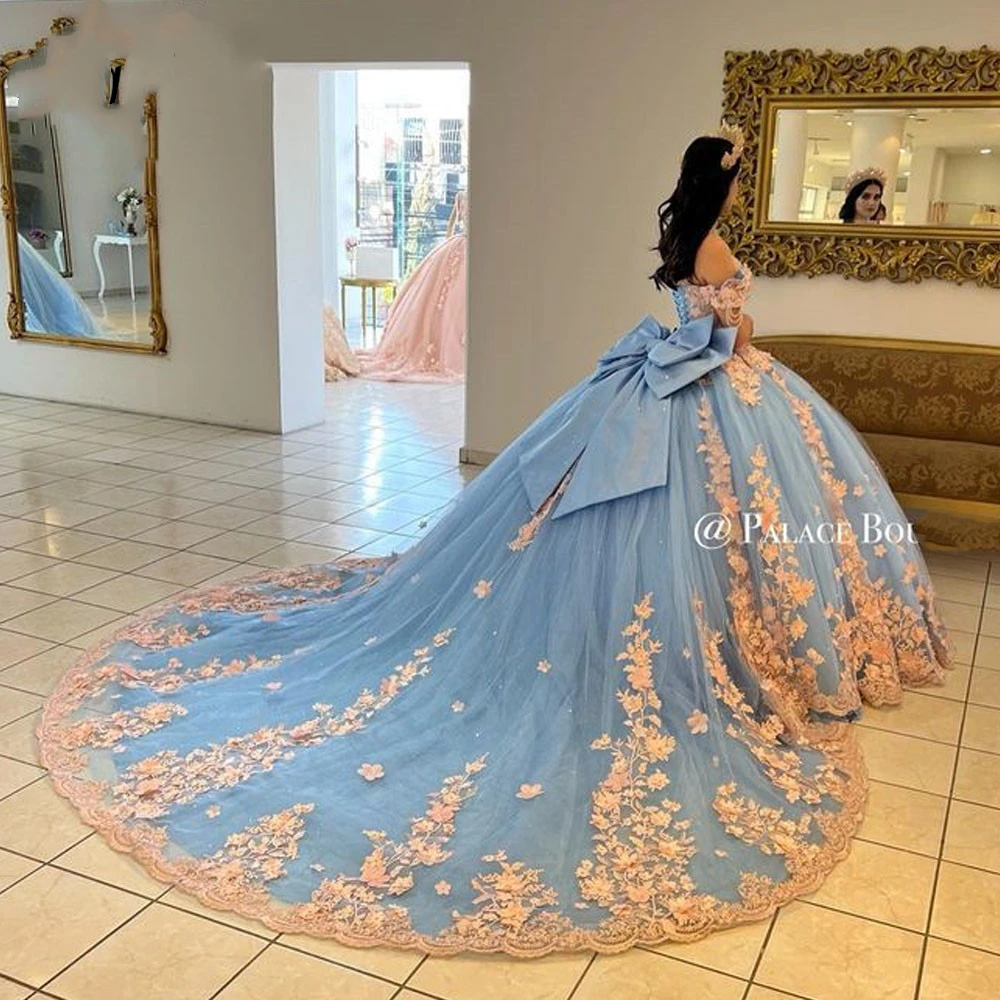 ANGELSBRIDEP Shiny Sky Blue Quinceanera Dresses 3D Pink Flower Sweet 16 Princess Gown Beading Birthday Party Vestido De 15 Anos
ANGELSBRIDEP Shiny Sky Blue Quinceanera Dresses 3D Pink Flower Sweet 16 Princess Gown Beading Birthday Party Vestido De 15 Anos