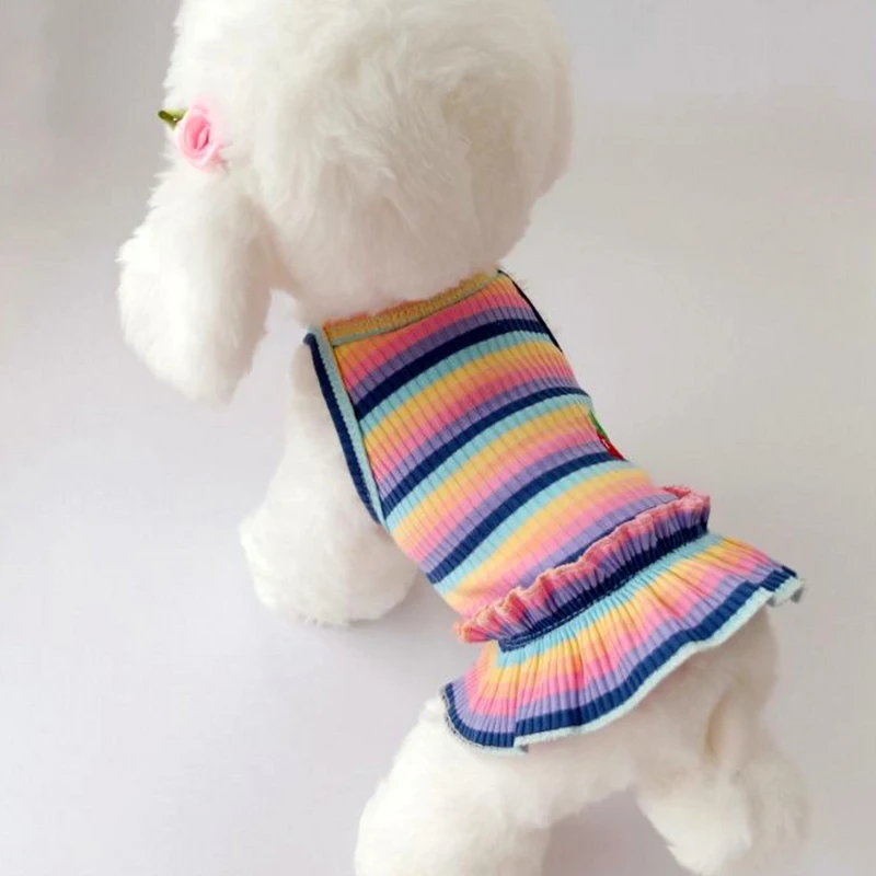 Small Dog Clothes Winter Pet Striped Rainbow Cherry Colorful Skirt Cat Spring Dress Universal Sweet Cute Teddy Puppy Cat Clothes
Small Dog Clothes Winter Pet Striped Rainbow Cherry Colorful Skirt Cat Spring Dress Universal Sweet Cute Teddy Puppy Cat Clothes