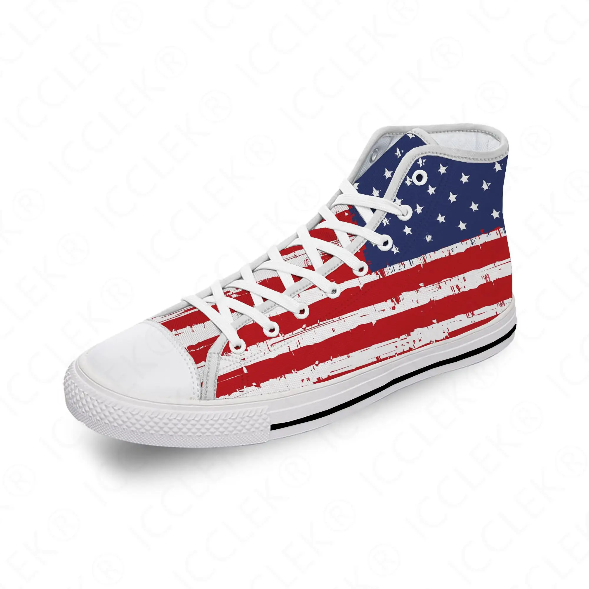 

Высокие кроссовки с американским флагом для мужчин и женщин, повседневная холщовая обувь для подростков, дышащая легкая Белая обувь для бега