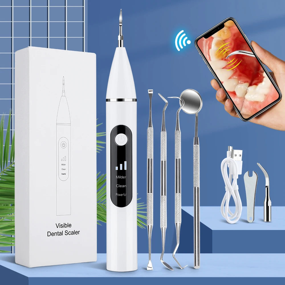 Ultrasonic Tooth Cleaner With Camera Visual Electric Dental Scaler Calculus Remover Irrigator Teeth Whitening Tartar Eliminator
Ultrasonic Tooth Cleaner With Camera Visual Electric Dental Scaler Calculus Remover Irrigator Teeth Whitening Tartar Eliminator
