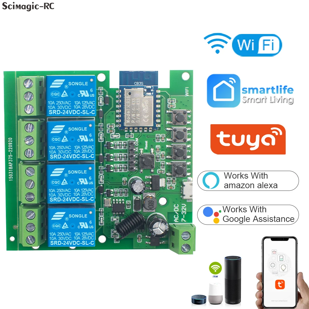 Tuya Wireless Smart Home Switch Module WiFi Inching Relay Momentary Self-Locking Interlock for Alexa Google Home
Tuya Wireless Smart Home Switch Module WiFi Inching Relay Momentary Self-Locking Interlock for Alexa Google Home