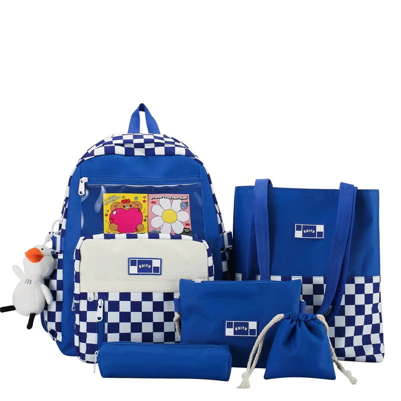 5pcs/set Plaid Canvas Women Backpack College Student Backpack Teenage Girl School Bags Large Capacity Waterproof Travel Rucksack
5pcs/set Plaid Canvas Women Backpack College Student Backpack Teenage Girl School Bags Large Capacity Waterproof Travel Rucksack