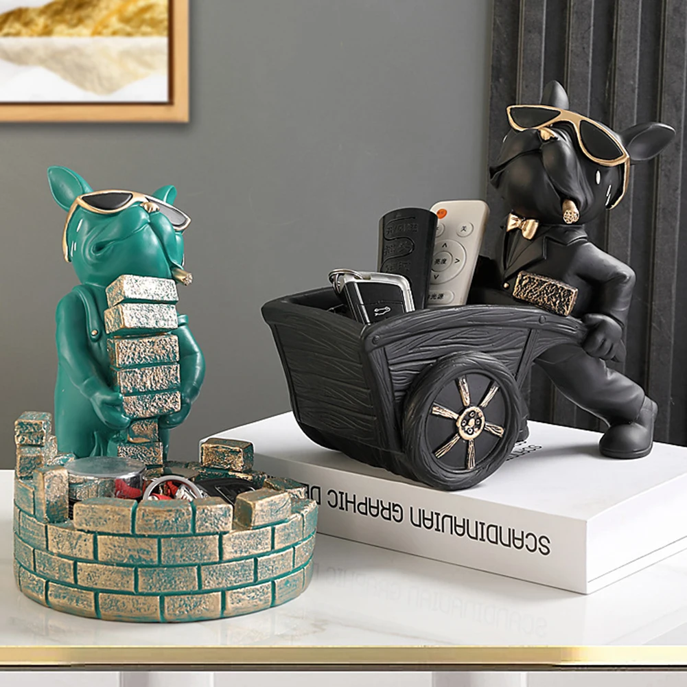 

Bulldog Storage Box Decor Entrance Crafts Animal Sculpture Candy Sundries Household Supplies Creative Chic for Home Living Room