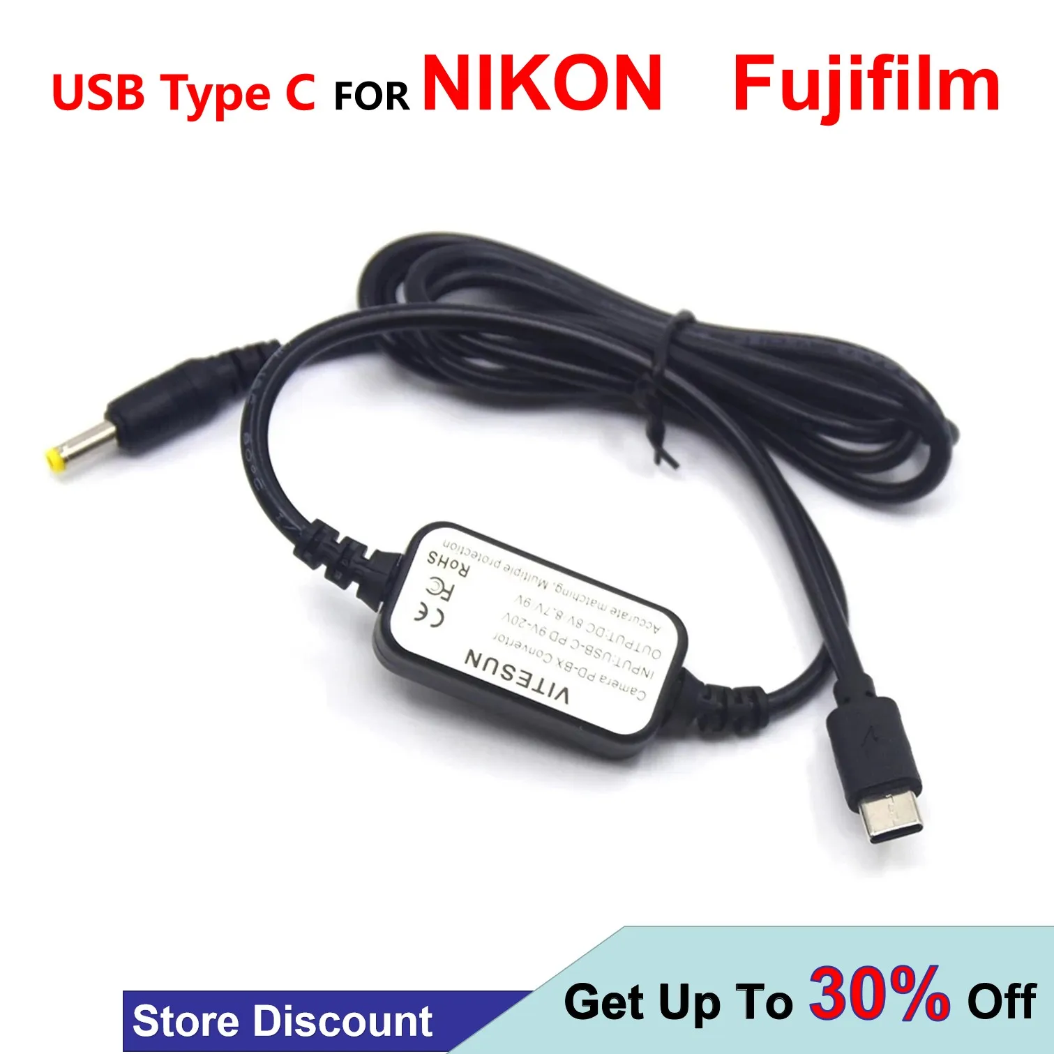 USB Type C USB-PD Converter To DC Cable For EN-EL14 EN-EL15 EN-EL21 NP-W126 Fake Battery EP-5A EP-5B EP-5F CP-W126 DC Coupler
USB Type C USB-PD Converter To DC Cable For EN-EL14 EN-EL15 EN-EL21 NP-W126 Fake Battery EP-5A EP-5B EP-5F CP-W126 DC Coupler