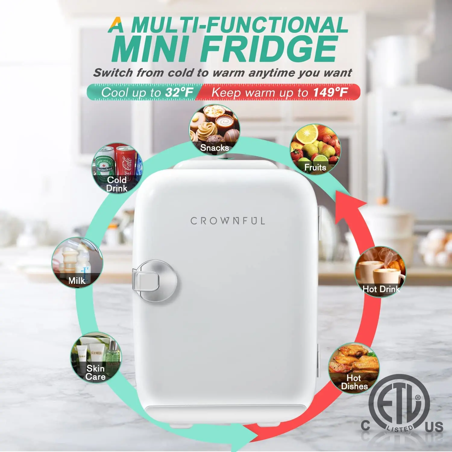 Mini Fridge 4L 6 Can Portable Cooler and Warmer Personal Refrigerator, AC/DC,White
Mini Fridge 4L 6 Can Portable Cooler and Warmer Personal Refrigerator, AC/DC,White