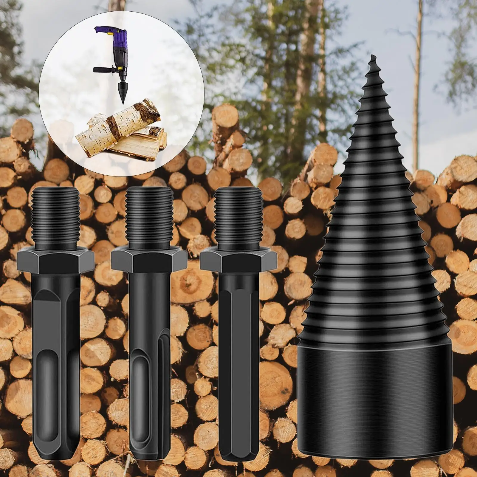 Wood Splitter Screw Splitting Cone Driver Removable Firewood Log Splitter Drill Bit for Household
Wood Splitter Screw Splitting Cone Driver Removable Firewood Log Splitter Drill Bit for Household