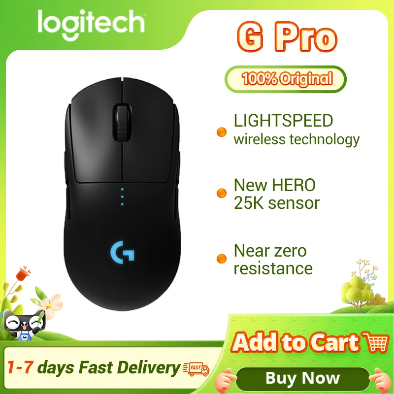 Logitech G PRO Wireless Gaming Mouse, HERO 16000 DPI sensor, RGB lighting, 4-8 Programmable buttons, Customizable game profiles
Logitech G PRO Wireless Gaming Mouse, HERO 16000 DPI sensor, RGB lighting, 4-8 Programmable buttons, Customizable game profiles