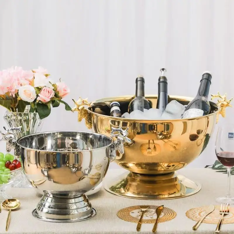 13.5L Deer Head Ear Champagne Bowl 304 Stainless Steel Rose Golden silver Wine Beer Ice Bucket Bar Party
13.5L Deer Head Ear Champagne Bowl 304 Stainless Steel Rose Golden silver Wine Beer Ice Bucket Bar Party