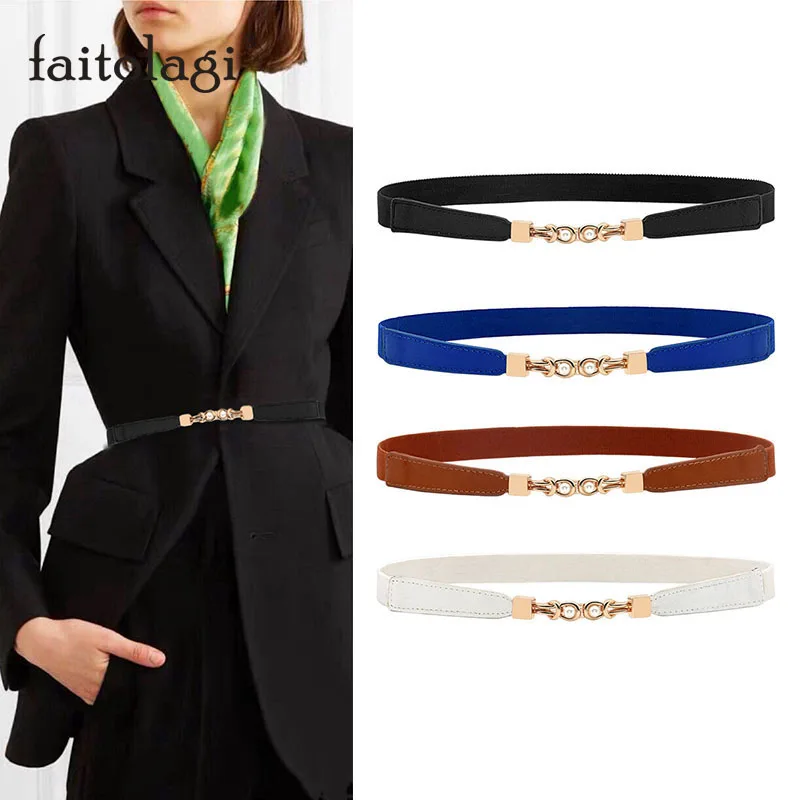New Fashion Double Gold Metal Buckle Women Belt Pearl Decor Slim Elastic Waist Belts Female Simple Dress Suit Straps Waistband
New Fashion Double Gold Metal Buckle Women Belt Pearl Decor Slim Elastic Waist Belts Female Simple Dress Suit Straps Waistband