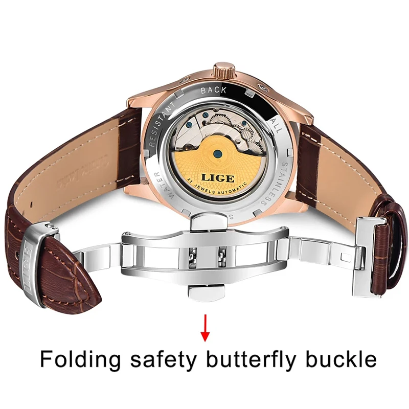 LIGE Brand Classic Retro Mens Watches Automatic Mechanical Watch Tourbillon Clock Luxury Leather Waterproof Military Wristwatch
LIGE Brand Classic Retro Mens Watches Automatic Mechanical Watch Tourbillon Clock Luxury Leather Waterproof Military Wristwatch