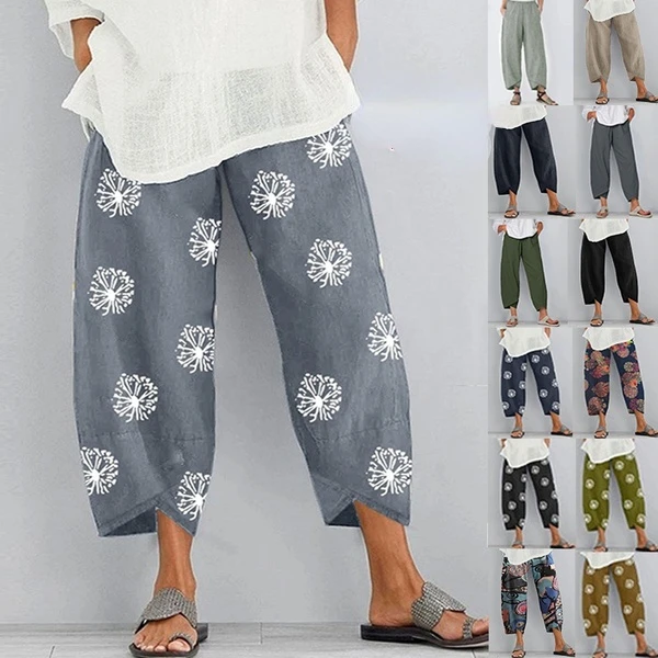 Vintage Harem Pants Women Solid Cotton Linen Elastic Waist Wide Leg Trousers Female Casual Pockets Loose Cropped Pants Pantalon
Vintage Harem Pants Women Solid Cotton Linen Elastic Waist Wide Leg Trousers Female Casual Pockets Loose Cropped Pants Pantalon