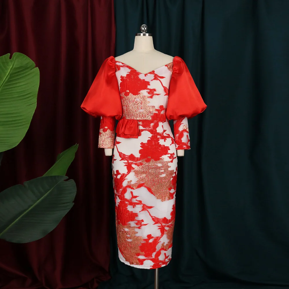 Hot dress,Long Puff Sleeve Peplum Bodycon Dress Vintage Big Size Evening Party Dress Women Elegant V Neck Print Floral Red Penci
Hot dress,Long Puff Sleeve Peplum Bodycon Dress Vintage Big Size Evening Party Dress Women Elegant V Neck Print Floral Red Penci