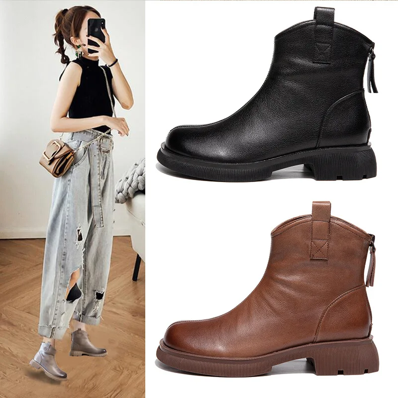 Cow Leather Autumn 2022 New Ankle Boots Zipper Round Toe Casual Women High Qquality Genuine Leather Boots
Cow Leather Autumn 2022 New Ankle Boots Zipper Round Toe Casual Women High Qquality Genuine Leather Boots