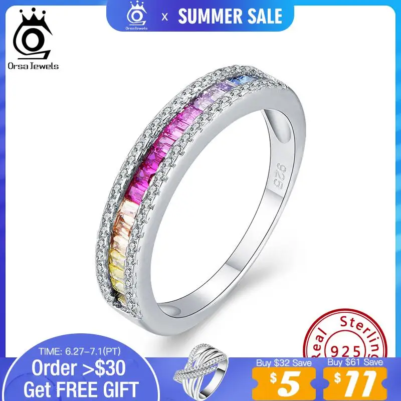 ORSA JEWELS 925 Sterling Silver Rainbow CZ Finger Rings for Women Wedding Band Engagement Top Quality Charm Jewelry 2021 EQR16
ORSA JEWELS 925 Sterling Silver Rainbow CZ Finger Rings for Women Wedding Band Engagement Top Quality Charm Jewelry 2021 EQR16